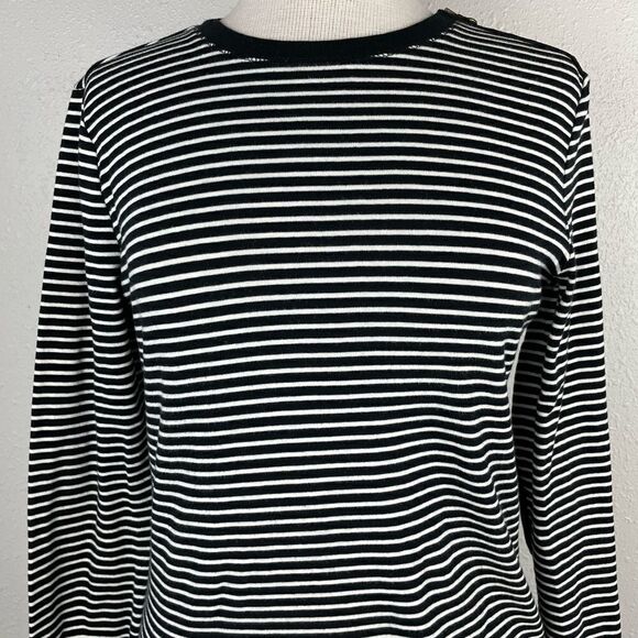 Lauren Ralph Lauren Long Sleeve Black and White Striped Shirt Size L EUC - Picture 3 of 8
